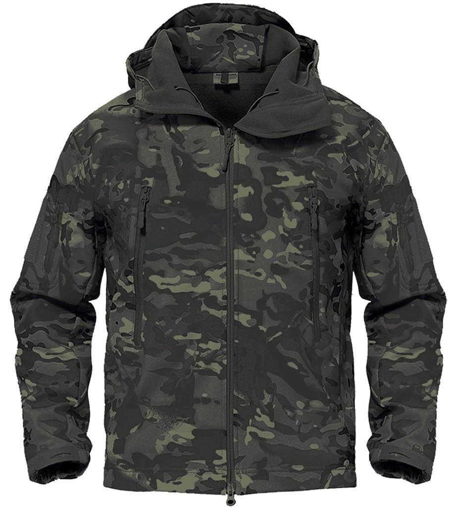 TACVASEN Windproof Ski Military Solid Winter Jacket for Hiking and Size 3XL Men's Jacket, Style, Fleece, Winter, Black, CP,