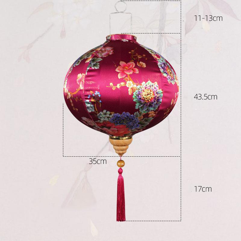 14 Inch Retro Chinese Silk Lanterns Japan Vietnam Mid-autumn Lantern For Outdoor Wedding Spring Festival Party Hanging Decor