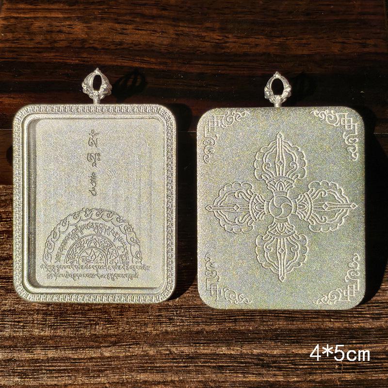 Tibetan Thangka Titanium Steel Gold Silver Pendant: Single/Double-Sided Benming Buddha Amulet