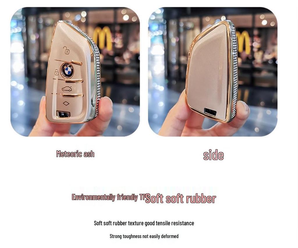 BMW Key Case: Compatible with X1, X2, X3, X4, X5, New 1 Series, 3 Series, 5 Series. Blade Style Shell with Women's Buckle Bag.