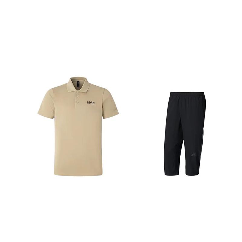 

Adidas Printed Breathable American Vintage Short Sleeve Logo Quick Dry Seven Points Pants Casual Sports Set Unisex Sports Set JP1772+BK0982 M