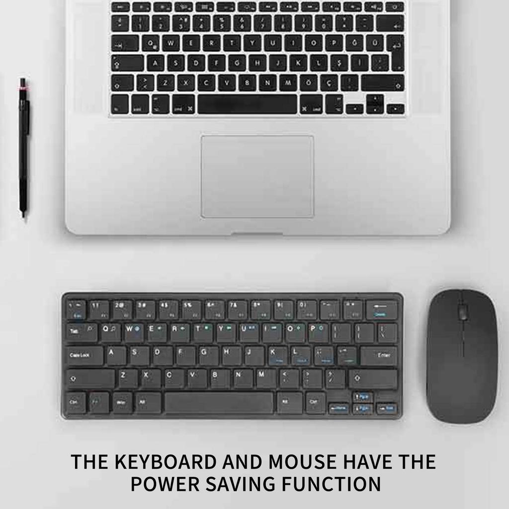 Kabelloses Tastatur- und Mausset mit 2,4G USB-Empfänger, ergonomisches Design, kompakt und tragbar, 64 Tasten, 10m effektive Reichweite