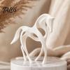 Artistic Horse Figurine 3D Printed Abstract Statue, Minimalist Hollow White for Shape Decor Desk Decor, Animal Ornament Home Living Room