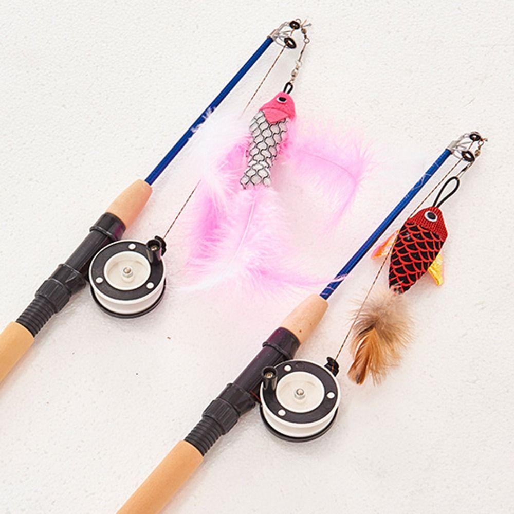 Retractable Cat Teaser Wand Toy Ultra-Long  Interactive Cat Toys Refills Fishing Rod Cat Fishing Pole Toy for Indoor Cats