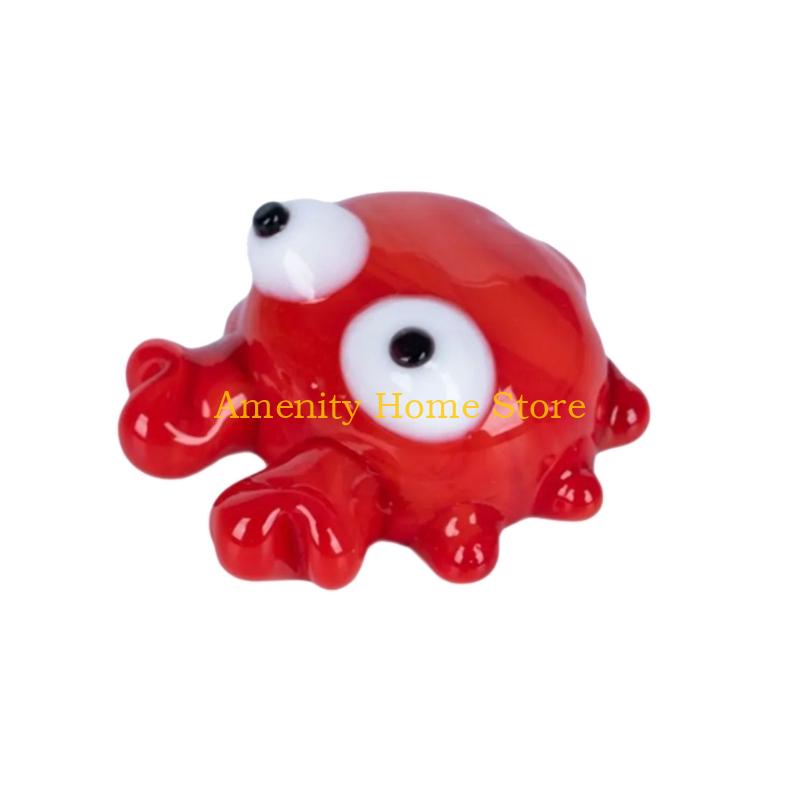 

F26C Handmade Fish/Crabs Figures Collectible Art Glass Miniature Animals Collection Tabletop Ornament Home Decorations Gift