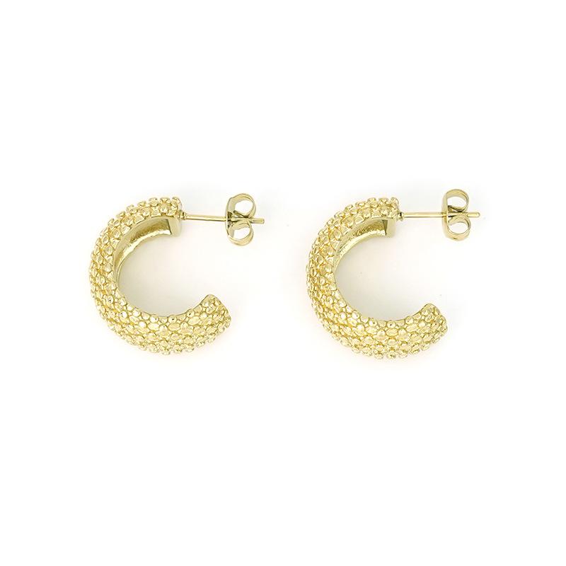 Stainless Steel Earrings European and American Jewelry 18K Gold Stud Earrings Real Gold Electroplated Versatile Ear Jewelry