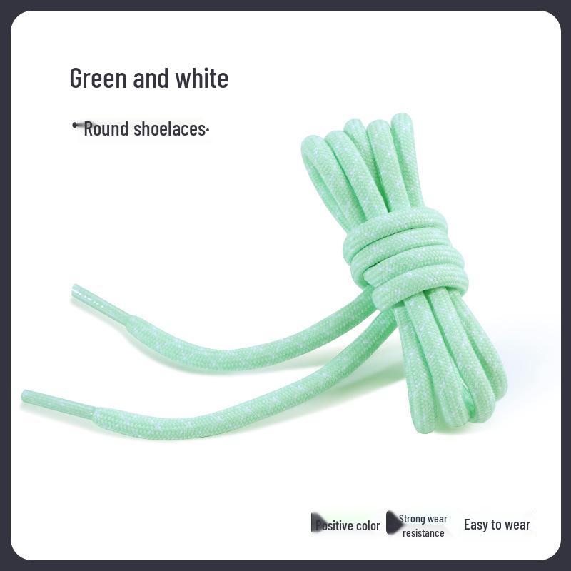 Černé a bílé diagonálně tečkované silné kulaté tkaničky do bot pro turistiku/běh