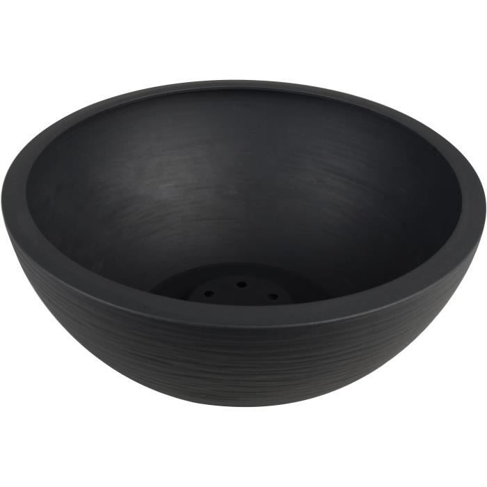 Top Waschbecken Ø 30 cm - EDA - Graphit Up - 5,5 L - Innen/ Außen - Grafische Dekoration - Ø 29,5 x H. 12 cm - Anthrazitgrau