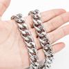 High Quality Heavy 14mm Width Stainless Steel Cuban Chains Super Wide Metal Hip Pop Necklace Hypoallergenic Jewelry Component