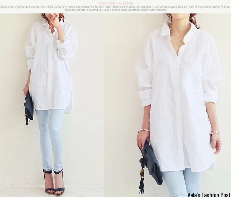 Spring/Summer 2023 Korean Loose Fit Cotton Linen Dress Shirt (Plus Size Available)
