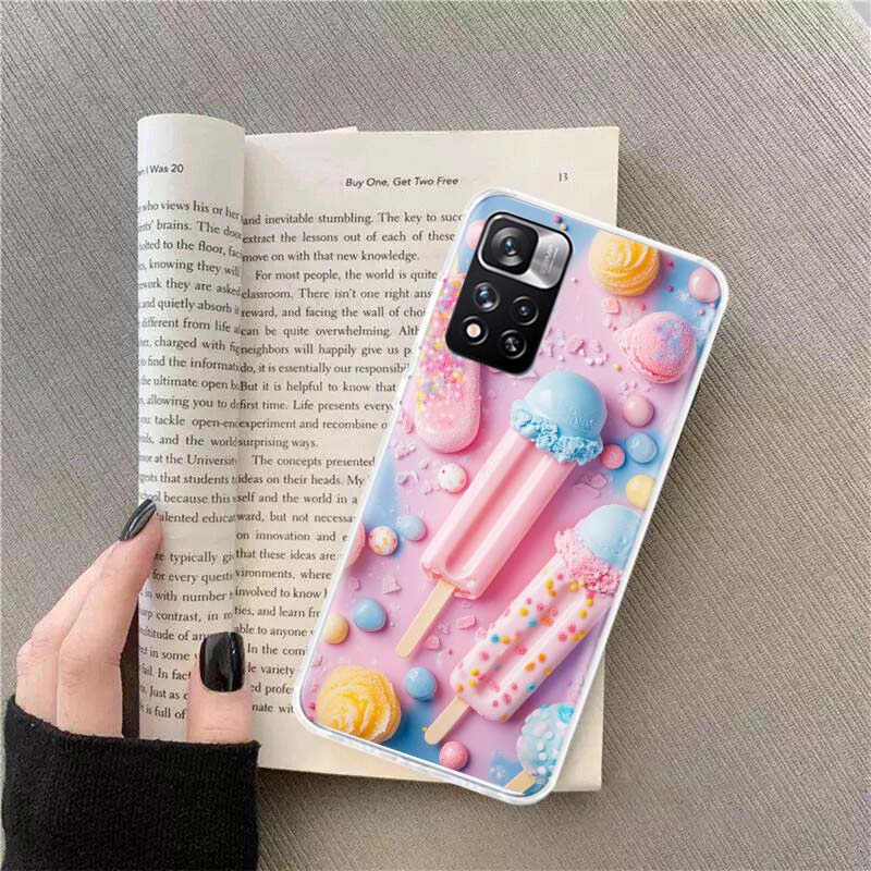 Colorful Ice Cream and Popsicles Phone Case For Redmi Note 13 12 Pro Plus 14 15 Pro 5G 11 11T 11E 11S 10 Pro 10S 9 9S Cover Cell