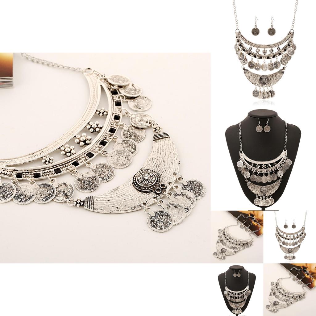 European Style Alloy Coin Pendant Necklace With Chain For Gifts And Travel