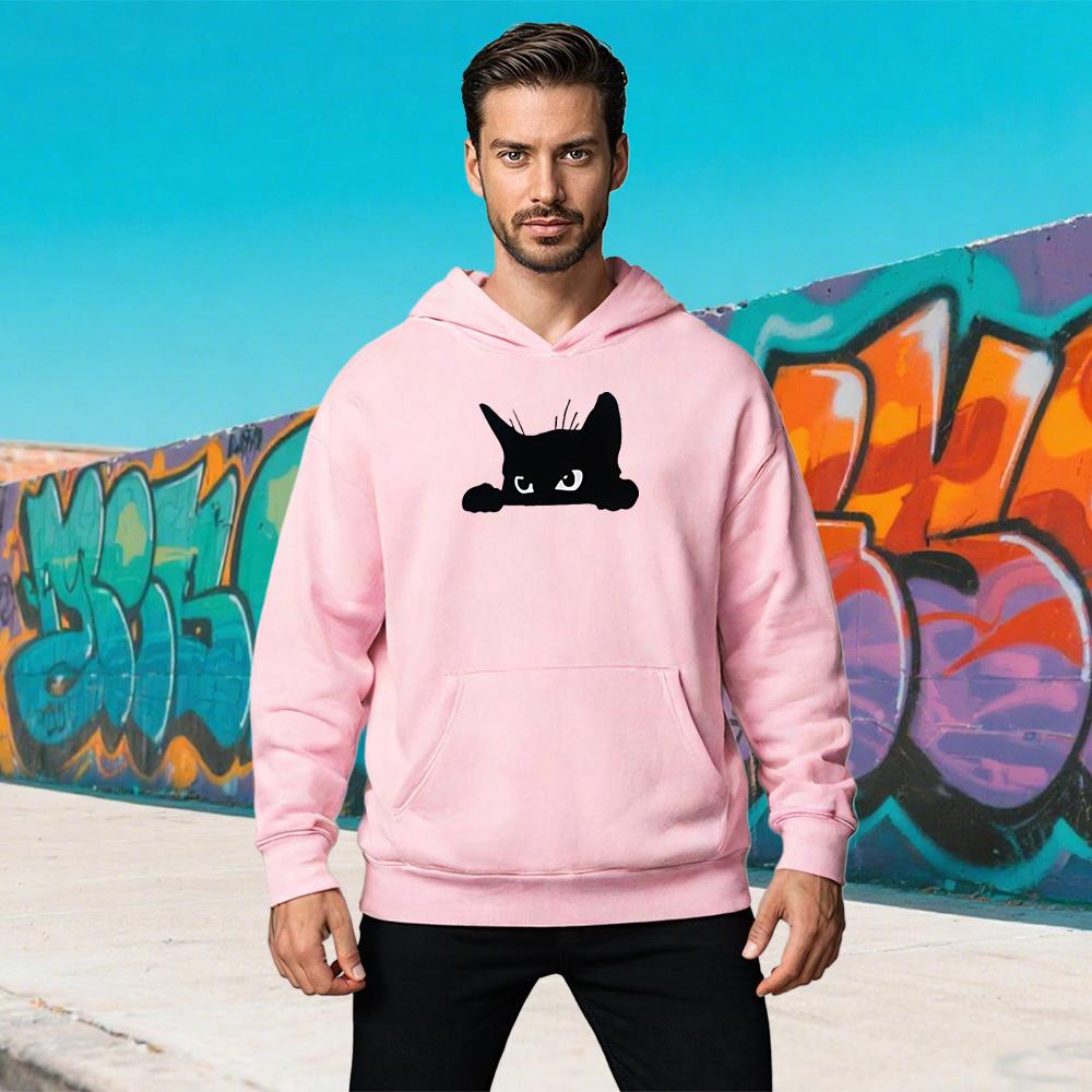 Black Cat Gaze Cartoon Hoodie Anime Printing Cute Sweatshirt Funko Pop Casual Clothing Moletom Kawaii Pullovers Soft Comfortable