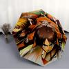 Attack On Titan Print Automatic Umbrella, 8 Rib Iron Frame, Plastic Handle, Suitable for Outdoor Travel &Daily , Ideal Gift