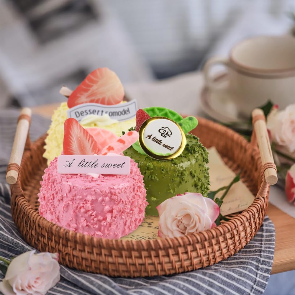 4pcs Artificial Chocolate Cake Model Ornament Simulation Cake Simulated Dessert Photo Props for Home Kitchen Party Decoration