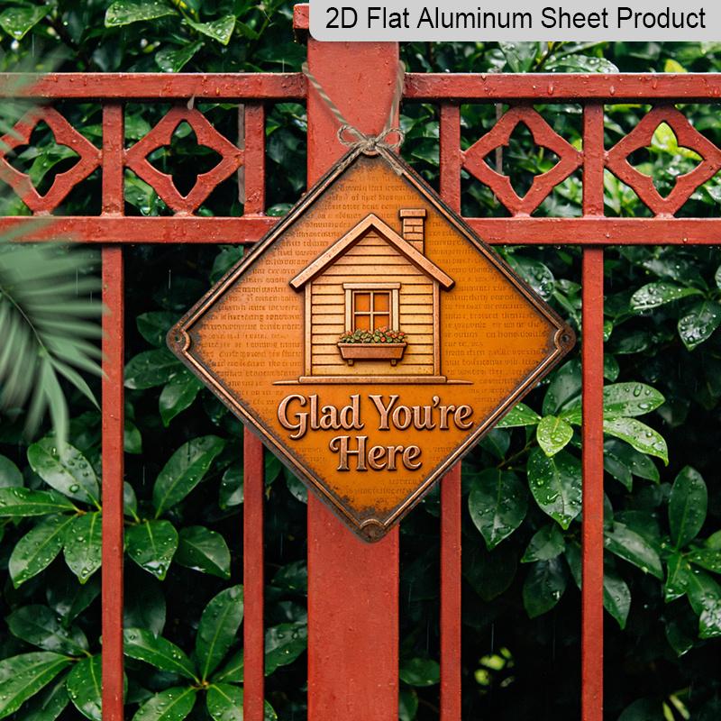 2D Flat, 1pc Vintage House-Themed Metal Wall Sign - Retro Estate Decoration with House & Plan - Aluminum Plaque Suitable for Living Room, Office