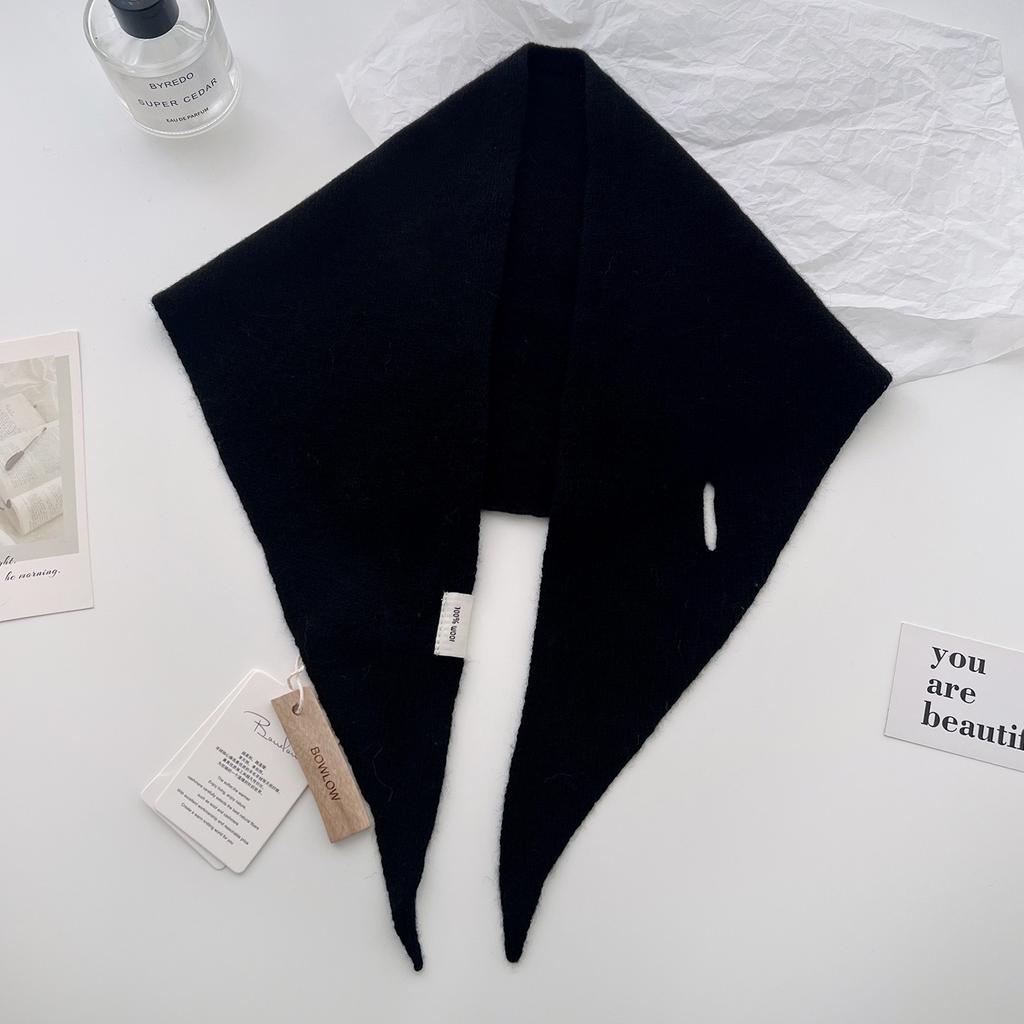New Korea Styles 100% Wool Knitted Triangular Scarf Women Winter Warm Decorate Headscarf Shawl Neckerchief Hijab Pashmina