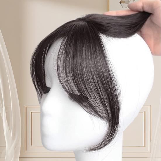 Women Clip-in Bangs Natural Wispy 3D French Bangs Forehead Hair Extensions Black Brown Side Bangs Fringe Wig Hairpieces