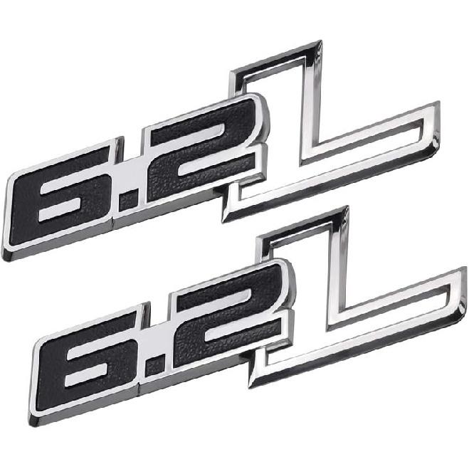 2pcs 6.2L Emblems Side Fender 3D Decals Badge Replacement for F-150 Raptor 6.2 L F150 Chrome