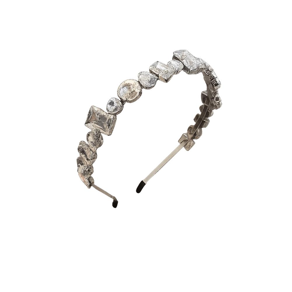 Zinc Zinc Alloy Rhinestone Headband Leaf Women Hair Hoop Temperament Bridal Wide Headband  Girls