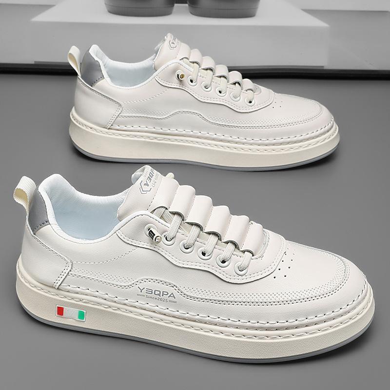 

Мужские кеды для скейтборда, мужская весенняя новинка, мужские трендовые универсальные спортивные кожаные повседневные туфли на одной педали, нескользящие белые туфли мужские 39