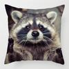 Copricuscino Procione Carino 45x45cm Stampa Uccello Selvatico Federa per Casa Divano Letto Sedia Cuscini Decorativi