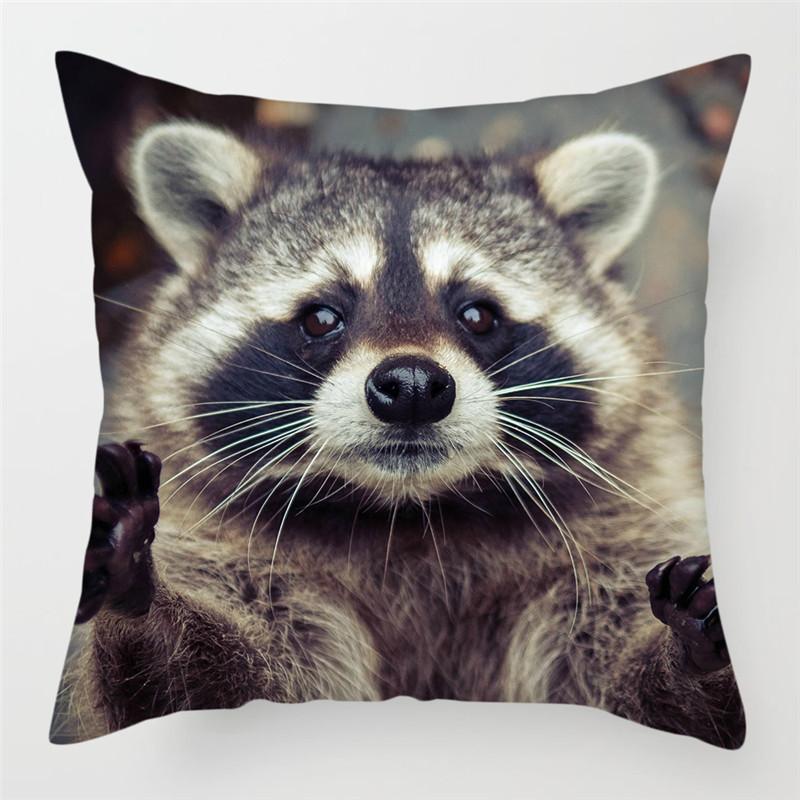 Copricuscino Procione Carino 45x45cm Stampa Uccello Selvatico Federa per Casa Divano Letto Sedia Cuscini Decorativi