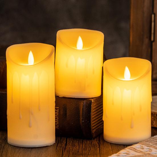 Waterproof Flameless Candles Battery Operated LED Candles with Remote Control Flickering Fake Pillar Candles for Wedding Halloween