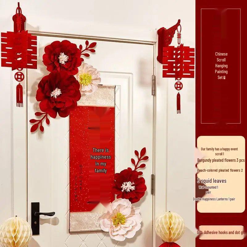 Wedding Room & Door Decoration Set: Joyful Bride and Groom Double Happiness Stickers