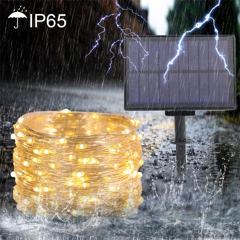 Waterproof LED Solar String Lights - Outdoor Copper Wire Rainbow Tube Decor