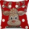 Christmas Pillowcase Linen Print Elk Snowman Home Decoration Sofa Cushion Cover