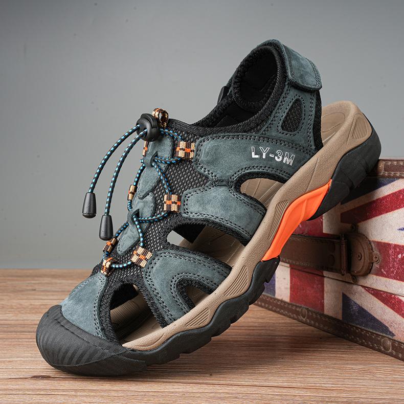 Fashion Breathable Summer Shoes Genuine Leather Mens Casual Shoes Outdoor Man Sandals Comfy Hollow Out Beach Flats Quick Dry Roman Shoe