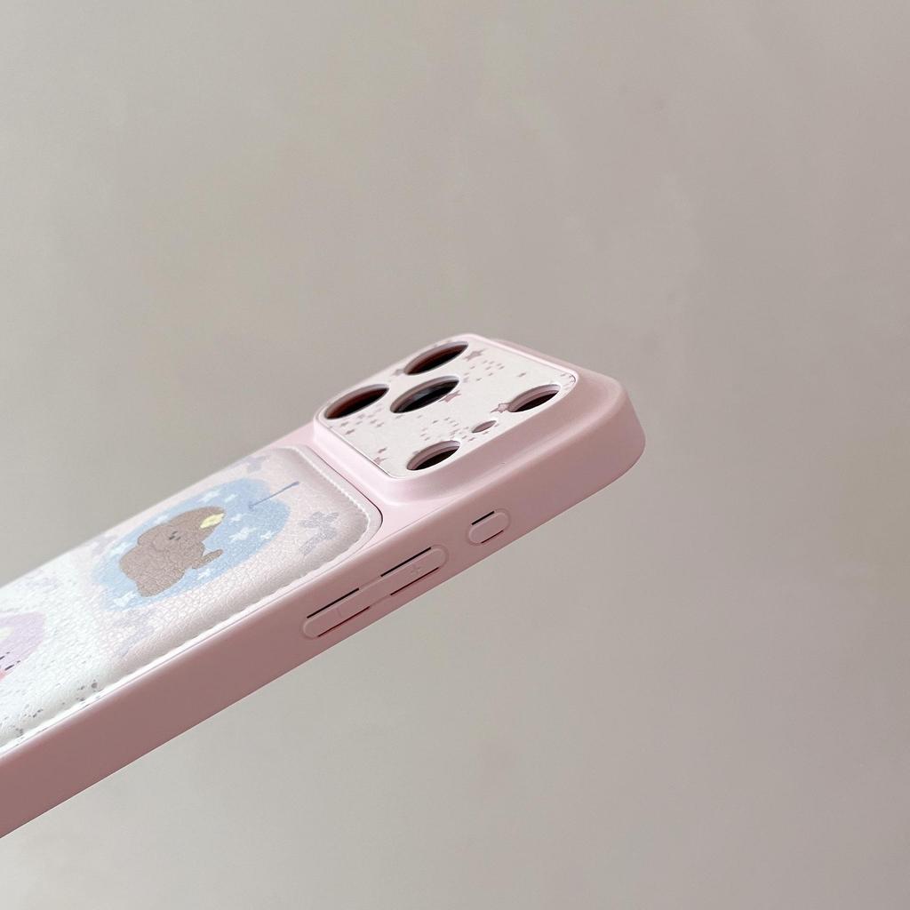 Cute Cartoon Leather Puppy Case for iPhone 16/17 Pro Max and Compatible with iPhone 15/14