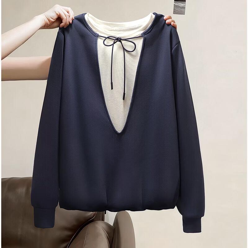 Women s Color Block Round Neck Sweatshirt L