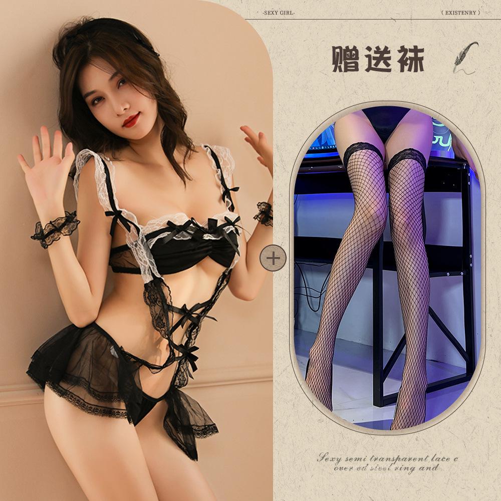 Sexy lingerie sexy tutu seduction mesh maid suit lace perspective maid
