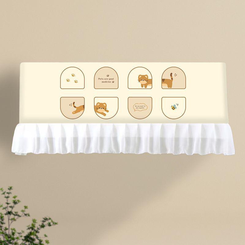Air Conditioner Wind Deflector: Prevents Direct Blowing with Cute Print, Fits Hanging Units, Fully Enclosed Dust Cover Included.