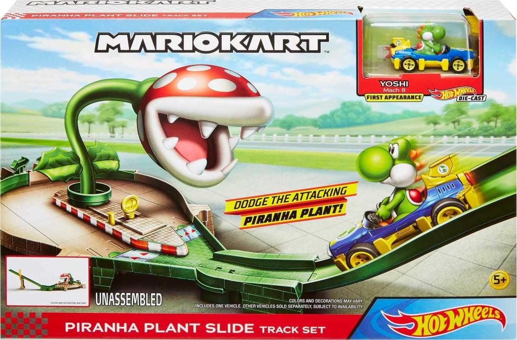 Hot Wheels Mario Kart Piranha Plant Track Set (Includes 1 Yoshi) GFY47