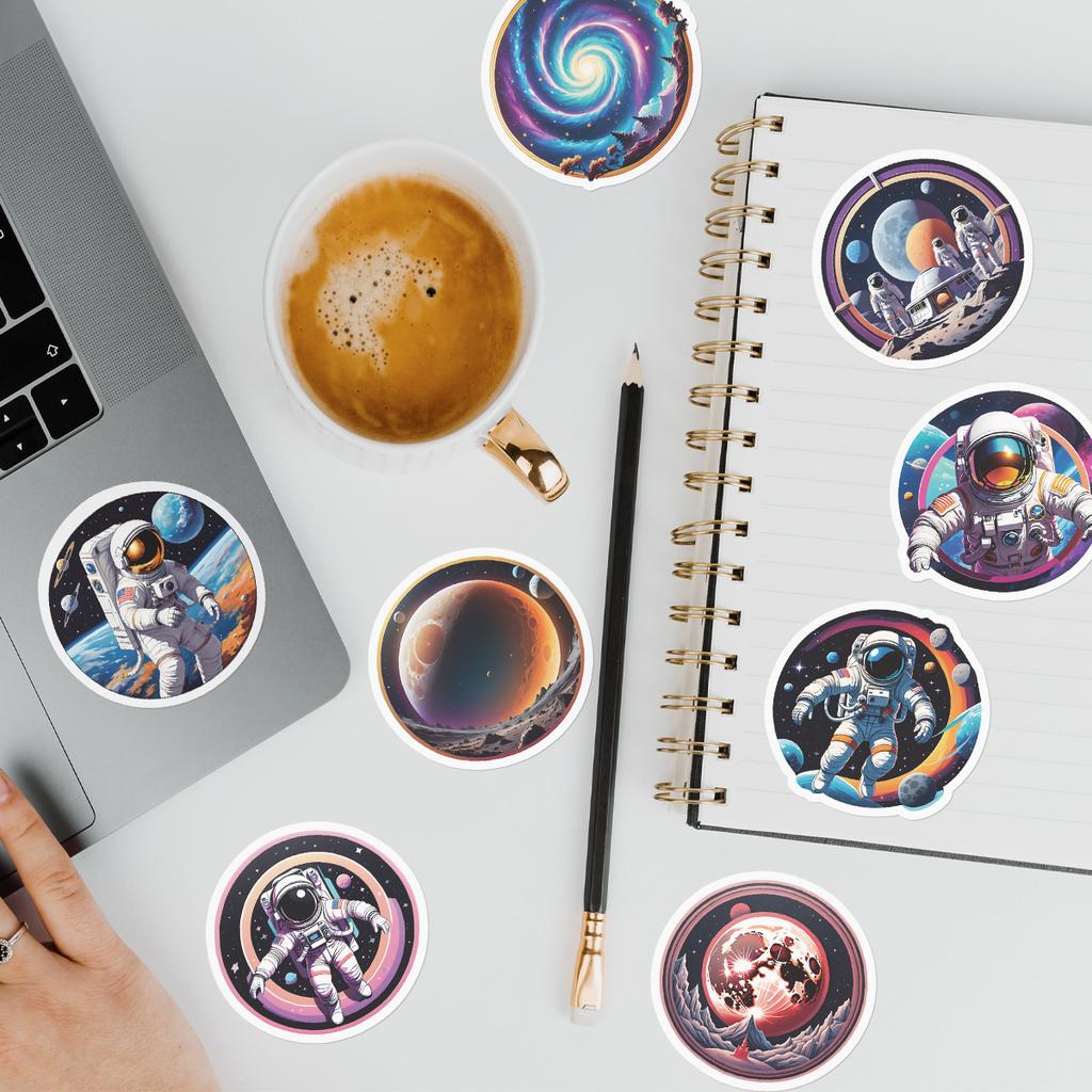 50 Cute Astronaut Series Graffiti Stickers for Stationery, Water Cups, and Computer Waterproof Decorative Stickers