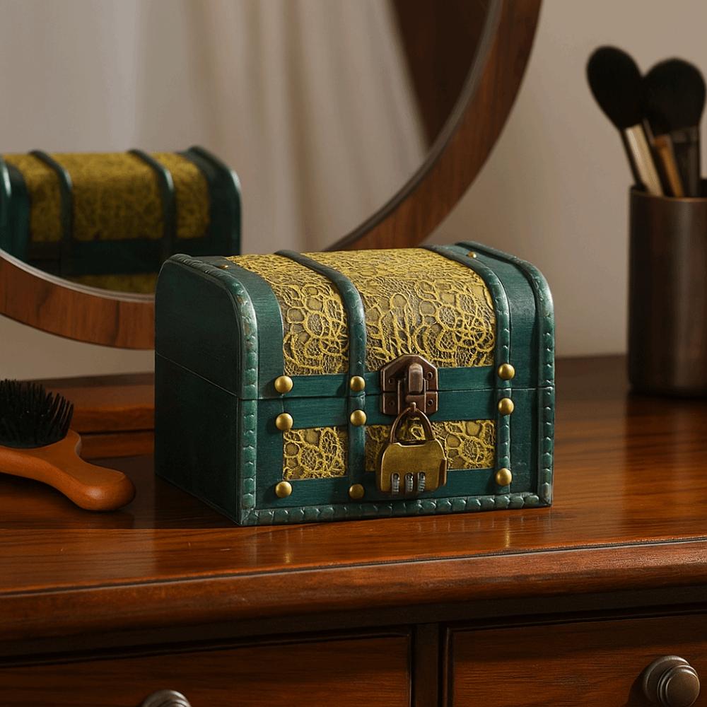 Antique Jewelry Keepsakes Box Antique Finish Organizers Case Home Decoration Box  Wedding Gift