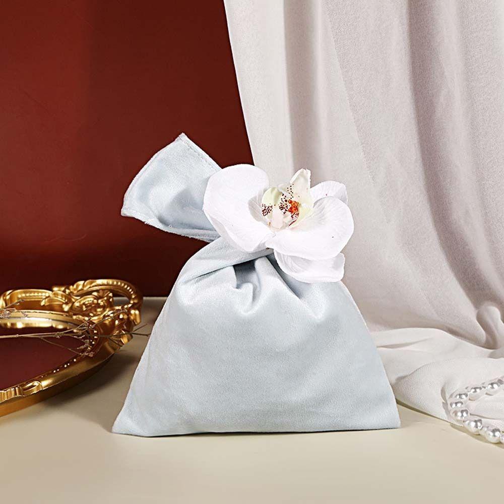 Vest Shape Flower Wrist Bag Tassel Festive Sugar Bag Sweet Velvet Knot Handbag Wedding