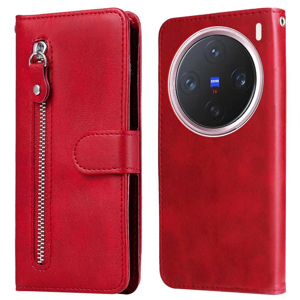 For vivo X200 Pro mini 5G Case Zipper Wallet Calf Texture PU Leather Phone Cover
