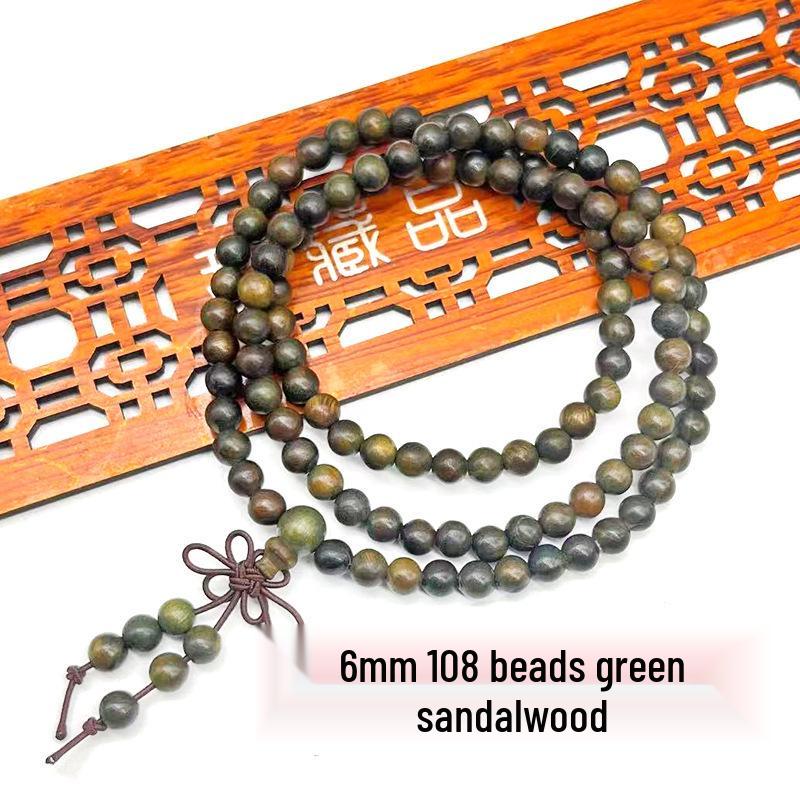 Buddhist Prayer Bracelet - 108 Beads, Multi-strand Sandalwood, Black Rosewood, Wenwan Style