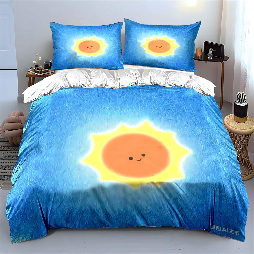 Sunny-Themed Decorative Set Multiple Sizes Kid'S And Adults' Bedroom Exquisite 3Pc Bedding Set, Gift