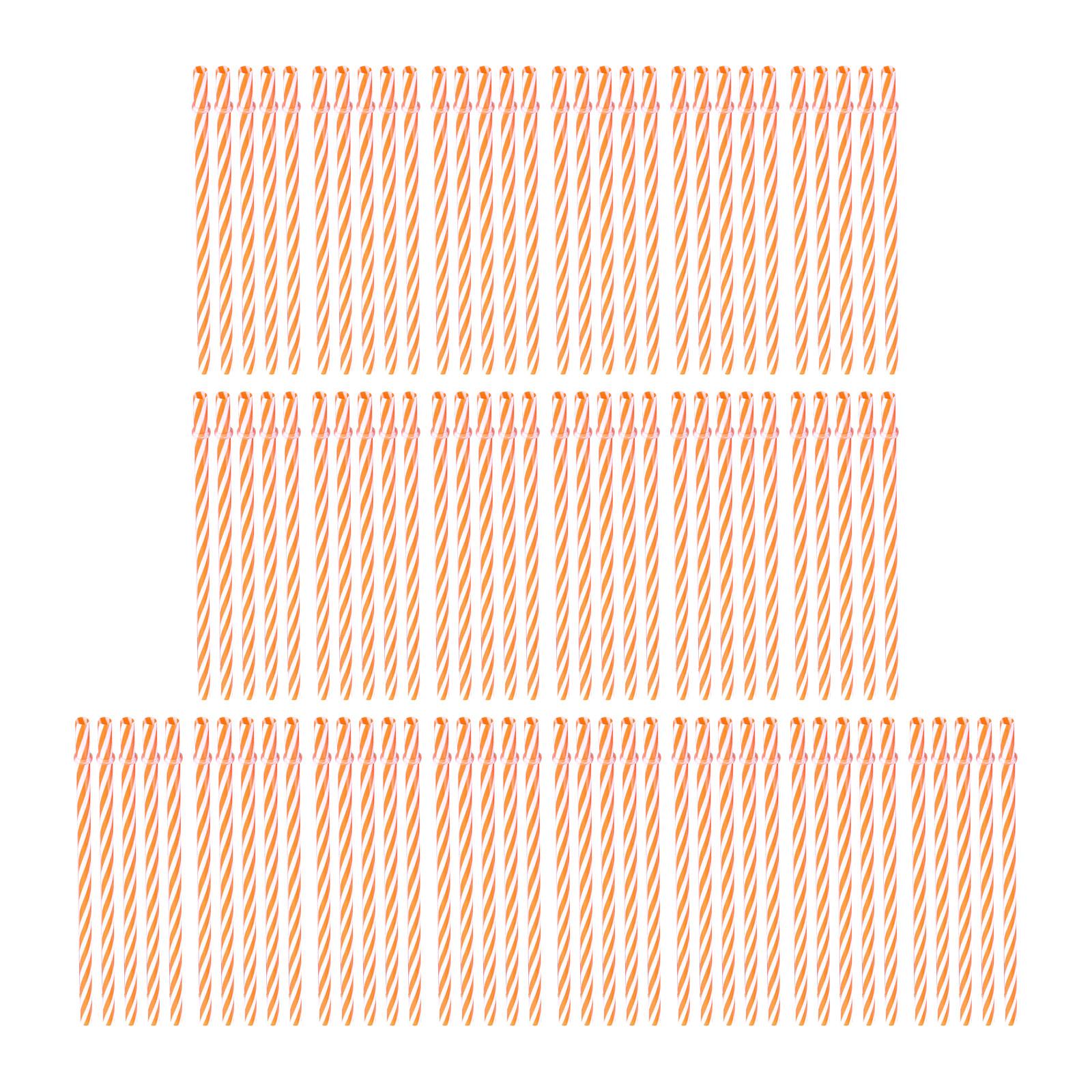 Two-color Threaded Striped Straw, Disposable Food-grade PP Plastic Rigid Tube One Size оранжевый