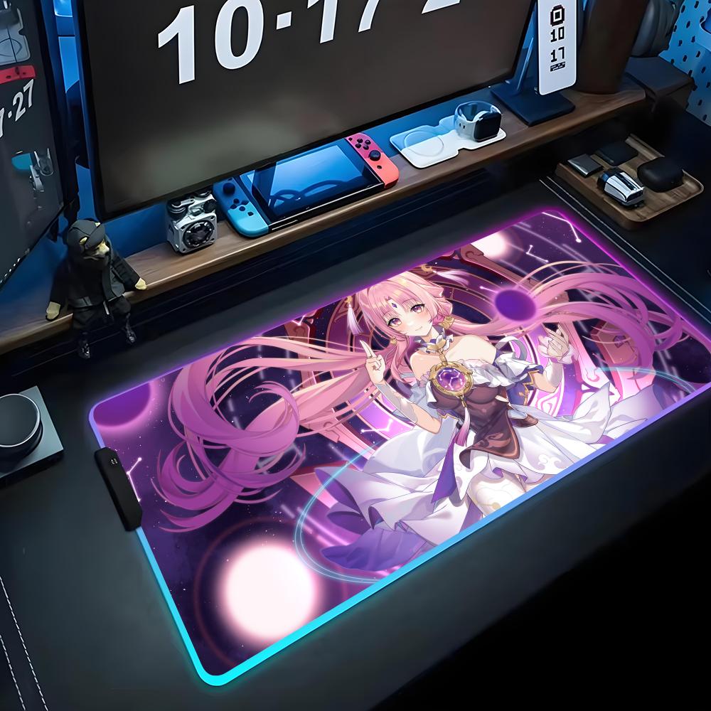 

fu xuan Mouse Pad RGB Gaming Mousepad Big LED Pad PC Desk Mat Luminous Mouse Pad Large Keyboard Mats Table Rug With Backlit RGB600x300x3mm