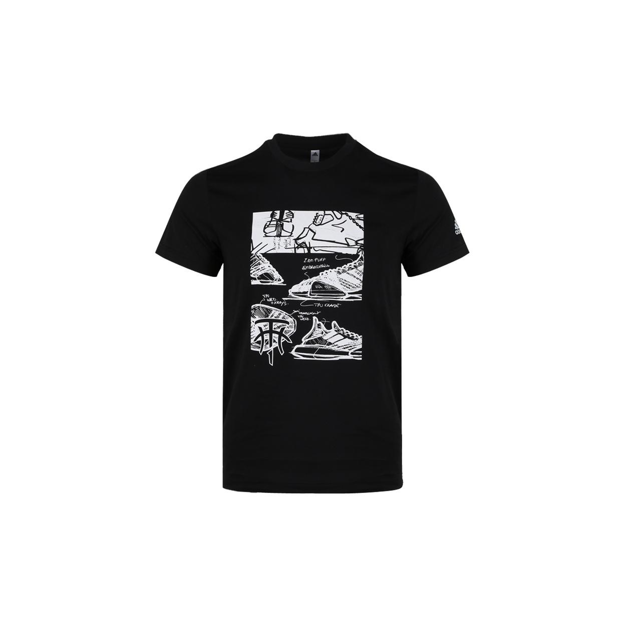 adidas Tmac Millennium Funny Shoe Pattern Round Neck Short Sleeve Black Men s DU6721 M