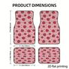 4pcs Car Floor Mats, Strawberry And Heart Pink Pattern, Material, Universal Car Mats, Suitable For Front And Rear Seats, Car Int