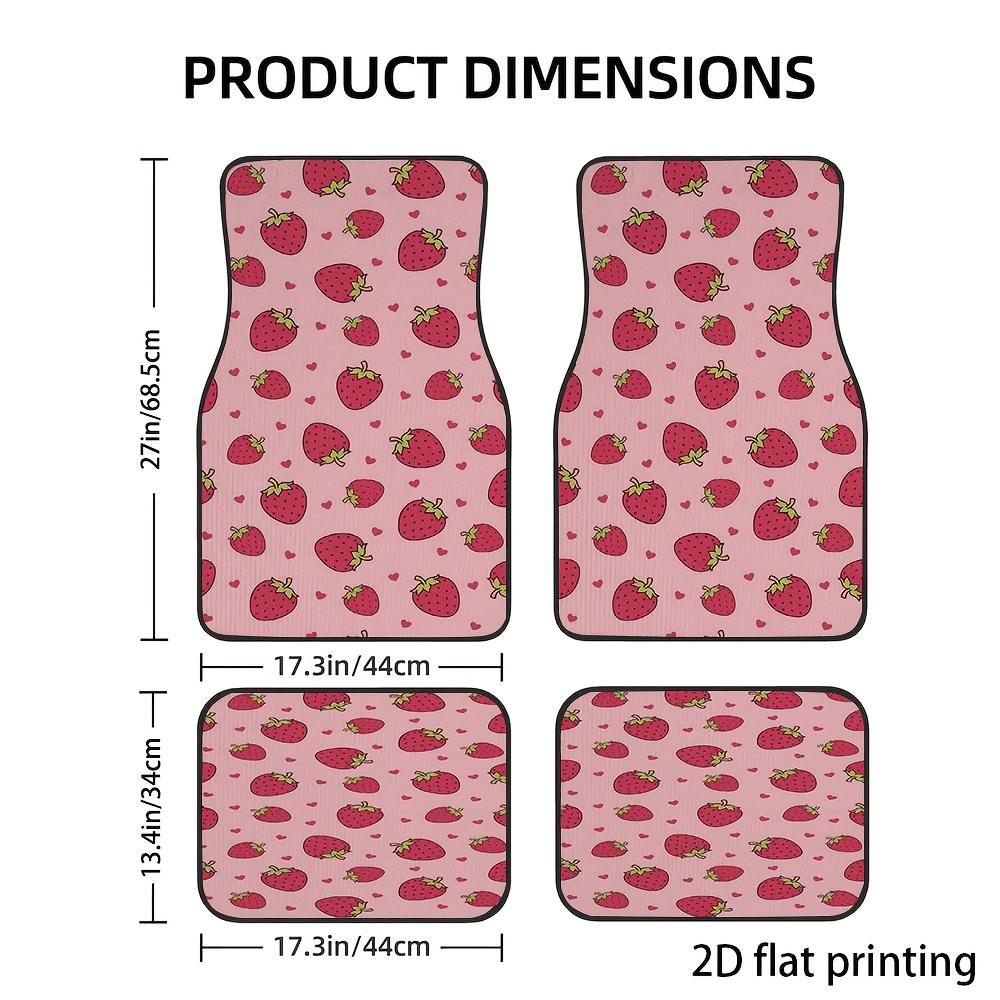 4pcs Car Floor Mats, Strawberry And Heart Pink Pattern, Material, Universal Car Mats, Suitable For Front And Rear Seats, Car Int