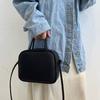 Top layer cowhide bowling bag, fashionable and versatile, retro and minimalist hand-held shoulder crossbody bag, small square bag