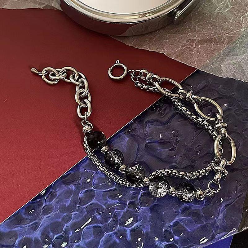 1Pcs High Quality Stainless Steel Lce Cracking Bead Splicing Bracelets For Men Women Link Chain Layered Pulseras Jewelry Gifts